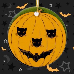 Pumpkin face ceramic tree decoration