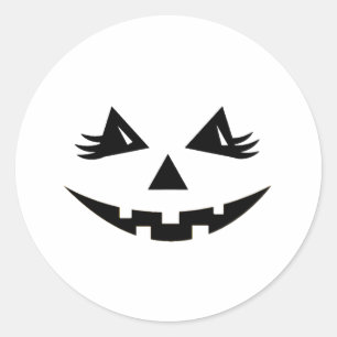 Pumpkin face classic round sticker