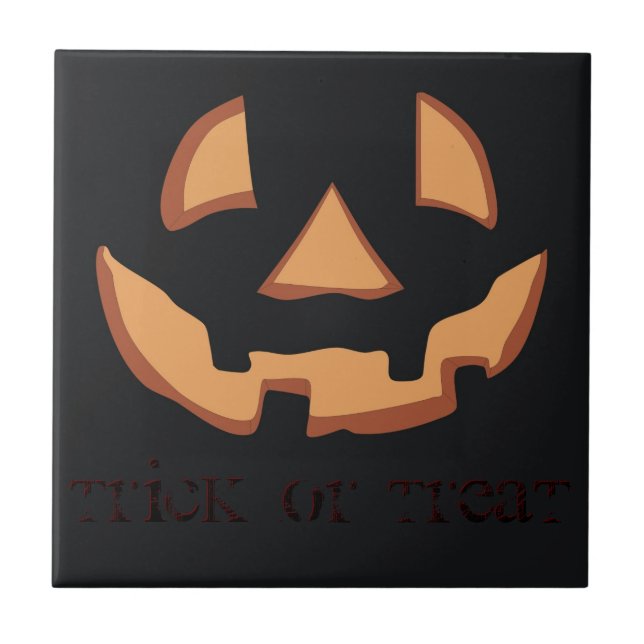 Pumpkin face for Halloween Ceramic Tile (Front)