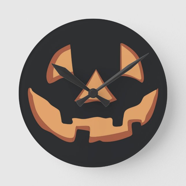 Pumpkin face for Halloween Round Clock (Front)