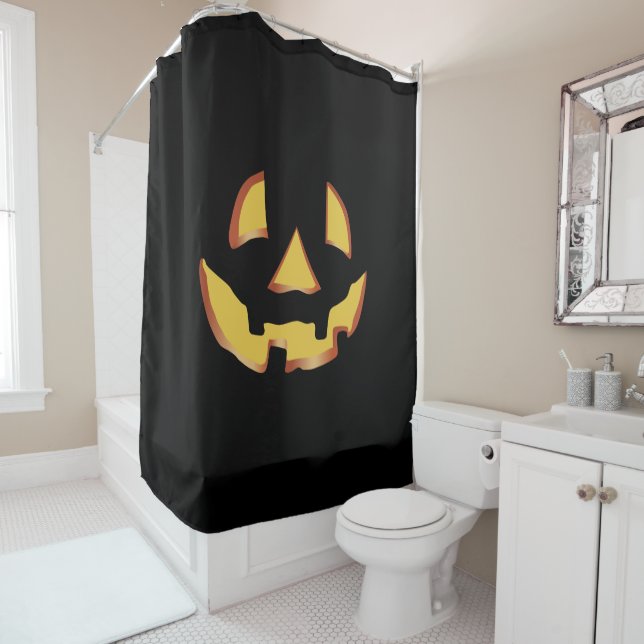 Pumpkin face for Halloween Shower Curtain (In Situ)