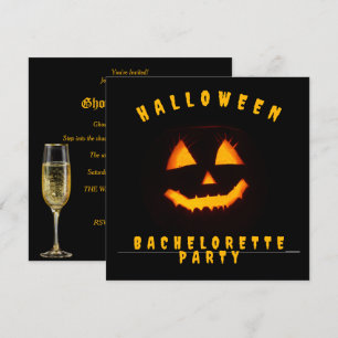 Pumpkin Face Halloween Bachelorette Party Invitation