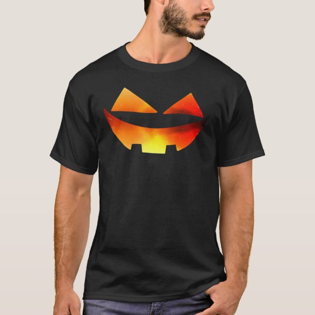 Pumpkin Face Halloween Jack O Lantern Easy Costume T-Shirt (Front)