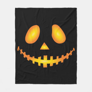 Pumpkin Face Halloween Jack O Lantern Spooky Fleece Blanket