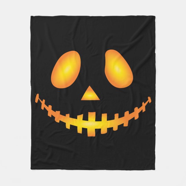 Pumpkin Face Halloween Jack O Lantern Spooky Fleece Blanket (Front)