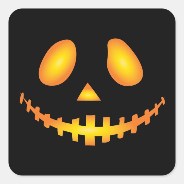 Pumpkin Face Halloween Jack O Lantern Spooky Square Sticker (Front)