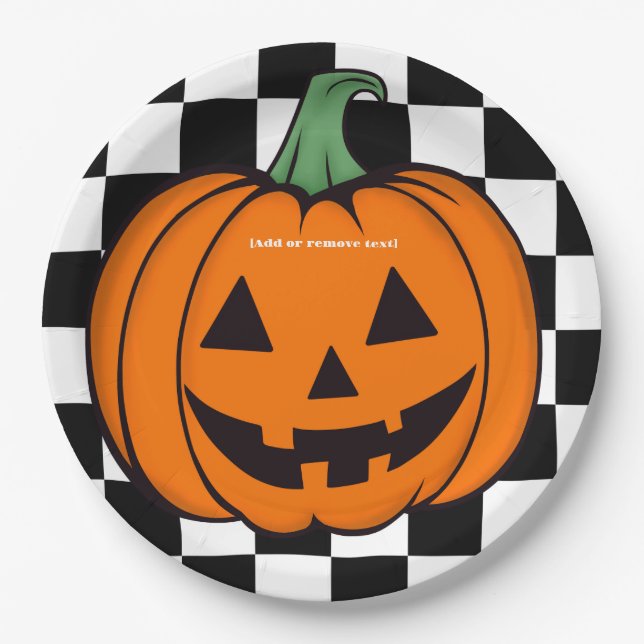 PUMPKIN FACE HALLOWEEN PAPER PLATES (Front)