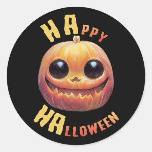Pumpkin Face   Happy Halloween Classic Round Sticker