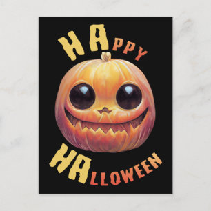 Pumpkin Face Happy Halloween Postcard