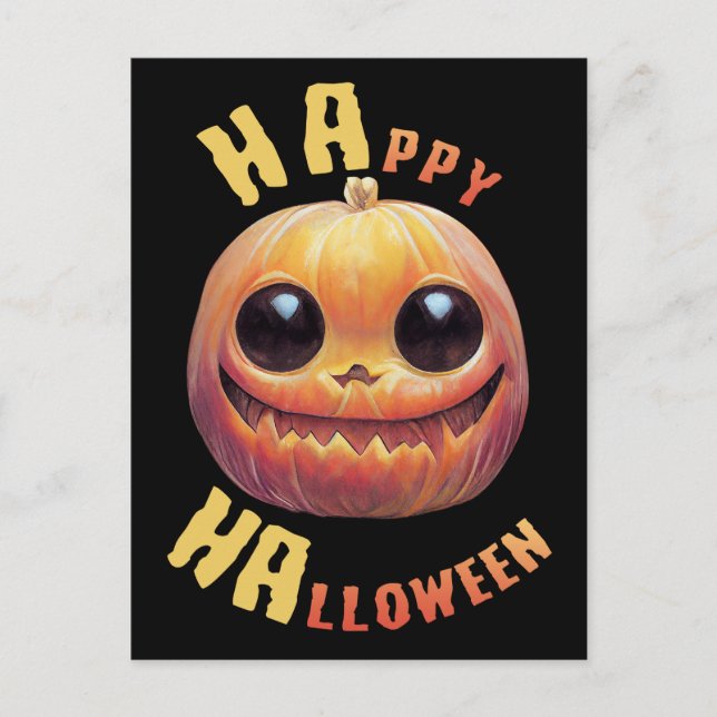 Pumpkin Face | Happy Halloween Postcard (Front)