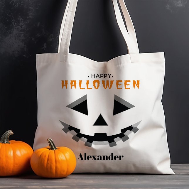 Pumpkin Face Happy Halloween Trick or Treat Tote Bag (Creator Uploaded)