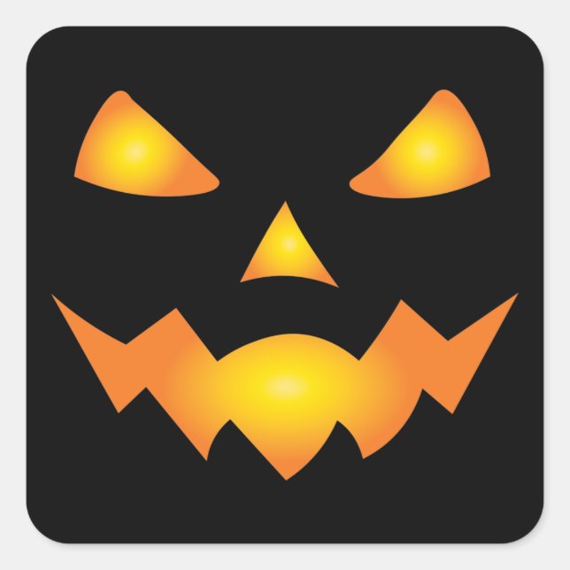 Pumpkin Face Jack O Lantern Halloween Spooky Square Sticker (Front)