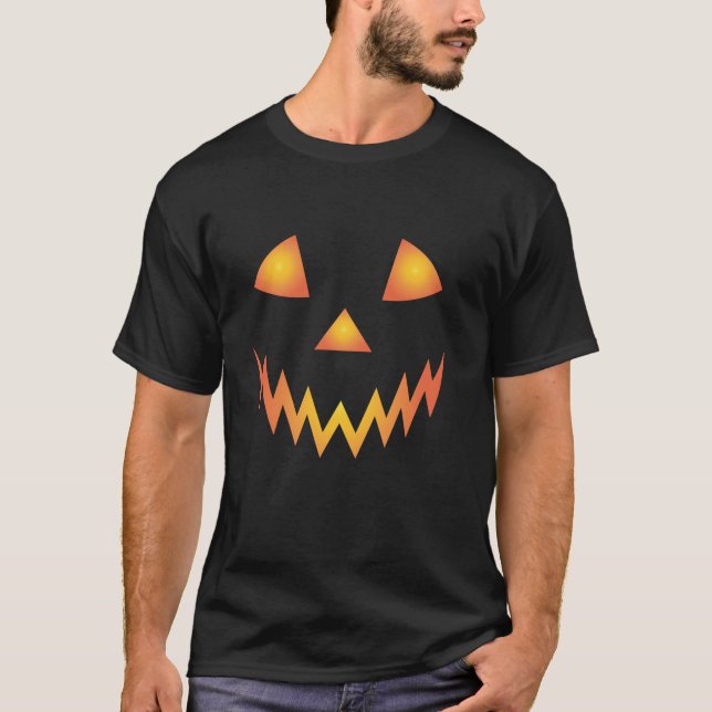 Pumpkin Face Jackolantern Funny Pumpkin Halloween  T-Shirt (Front)