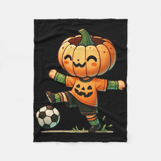 Pumpkin Face Soccer Halloween Costume Boys Kids To Fleece Blanket