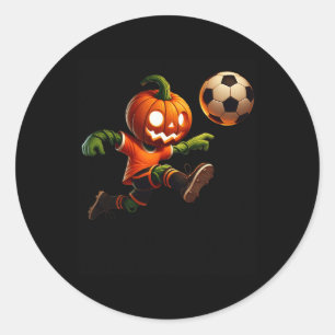 Pumpkin Face Soccer Halloween Costume Men Boys Kid Classic Round Sticker