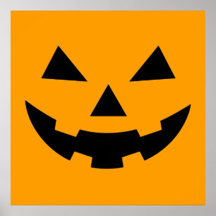 Pumpkin Face Square Poster (24x24)