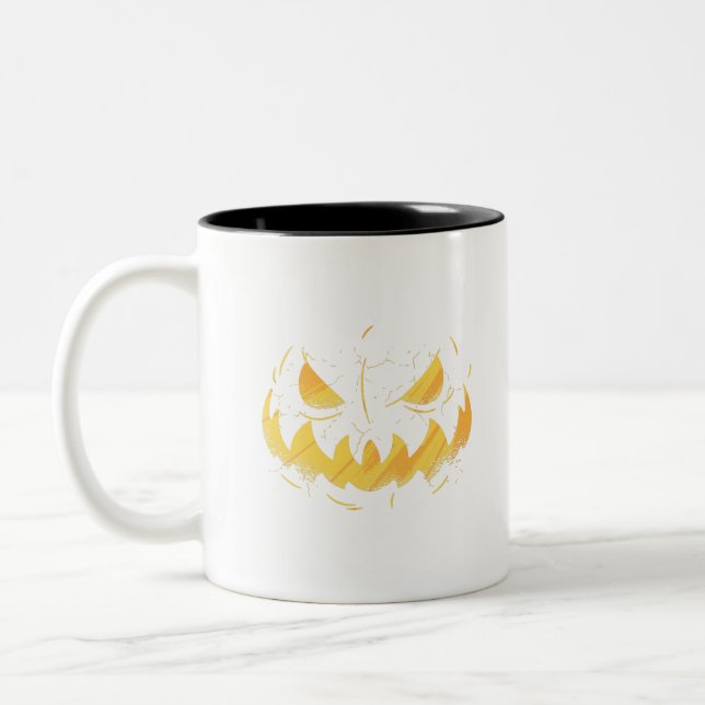 Pumpkin Face Two-Tone Coffee Mug (Left)
