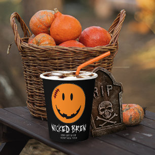 Pumpkin Face Wicked Brew ID224 Paper Cups