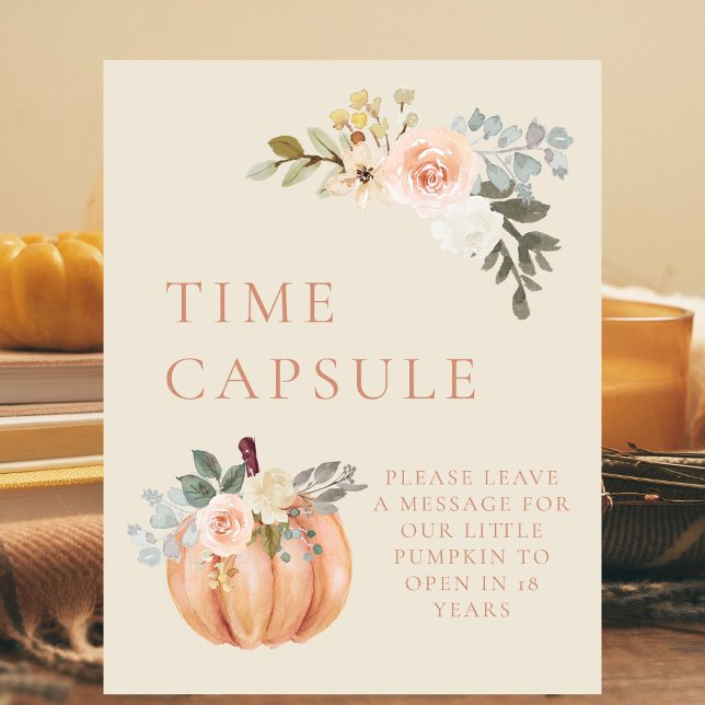 Pumpkin Fall 1st Birthday Time Capsule Table Pedestal Sign (Creator Uploaded)