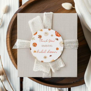 Pumpkin  Fall Autumn Bridal Shower thank You Classic Round Sticker