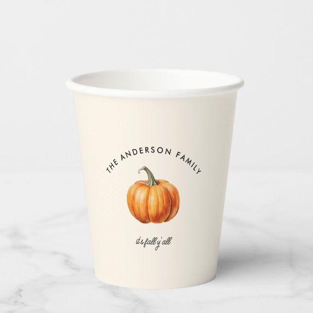 Pumpkin fall autumn home decor paper cups (Front)