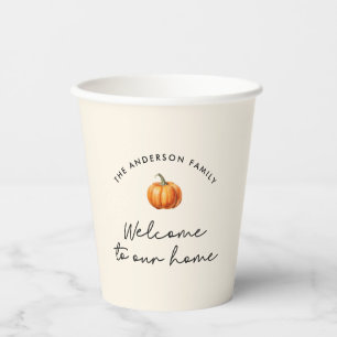 Pumpkin fall autumn welcome to our home decor paper cups