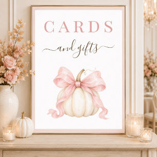 Pumpkin Fall Baby Girl Shower Cards and Gift Sign