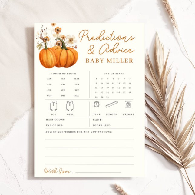 Pumpkin Fall Baby Predictions Advice Game Card (Creator Uploaded)