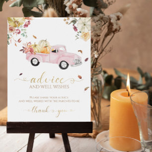 Pumpkin Fall Baby Shower Advice & Wishes Sign