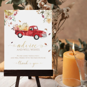 Pumpkin Fall Baby Shower Advice & Wishes Sign
