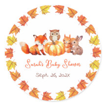 Pumpkin Fall Baby Shower Autumn Leaves & Animals 