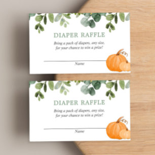 Pumpkin fall baby shower diaper raffle cards