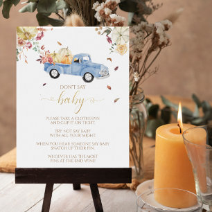 Pumpkin Fall Baby Shower Don't Say Baby Game Sign