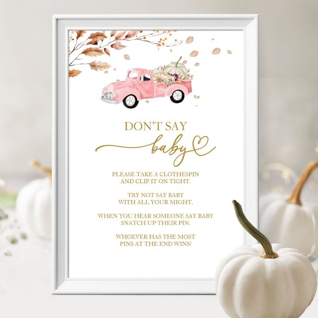 Pumpkin Fall Baby Shower Don't Say Baby Game Sign (Creator Uploaded)