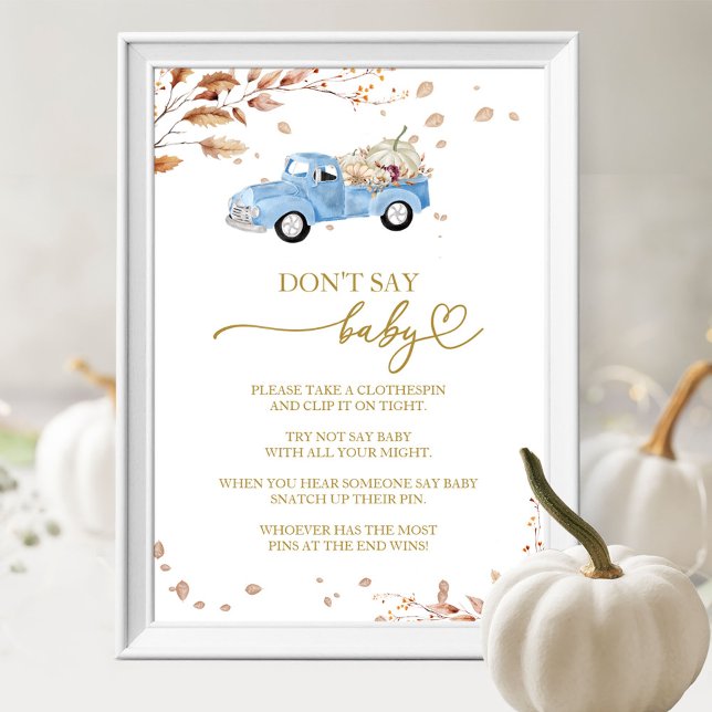 Pumpkin Fall Baby Shower Don't Say Baby Game Sign (Creator Uploaded)