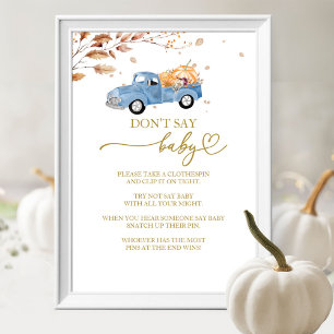 Pumpkin Fall Baby Shower Don't Say Baby Game Sign