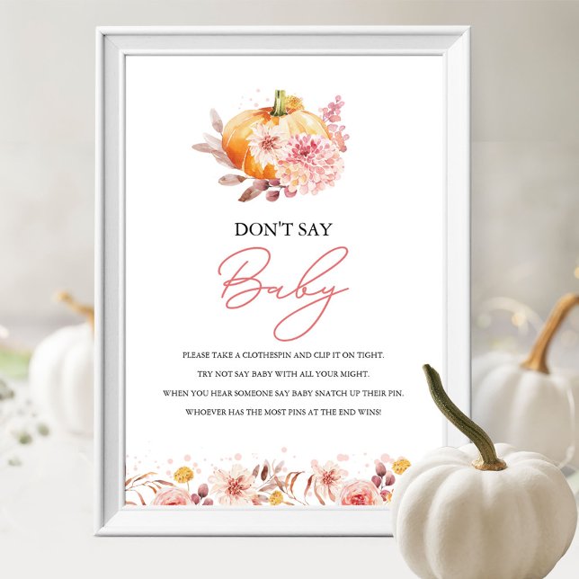 Pumpkin Fall Baby Shower Don't Say Baby Game Sign (Creator Uploaded)