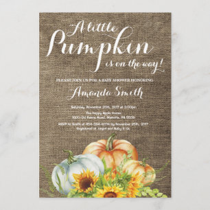 Pumpkin Fall Baby Shower Invitation Burlap