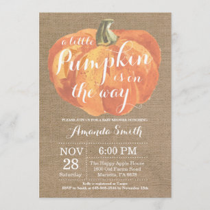 Pumpkin Fall Baby Shower Invitation Burlap