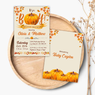 Pumpkin Fall Baby Shower Invitation It's a Boy