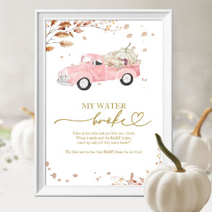 Pumpkin Fall Baby Shower My Water Broke Game Poster