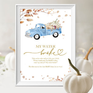 Pumpkin Fall Baby Shower My Water Broke Game Poster