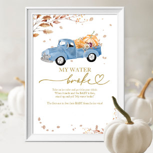 Pumpkin Fall Baby Shower My Water Broke Game Poster