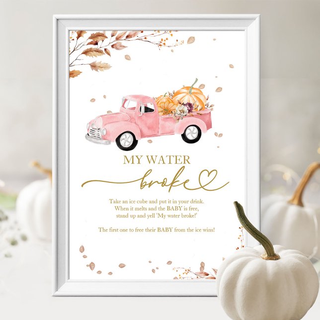 Pumpkin Fall Baby Shower My Water Broke Game Poster (Creator Uploaded)