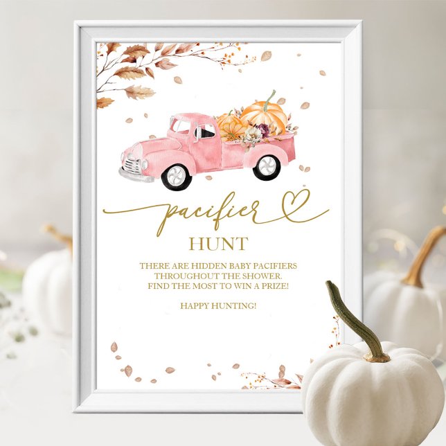 Pumpkin Fall Baby Shower Pacifier Hunt Sign (Creator Uploaded)