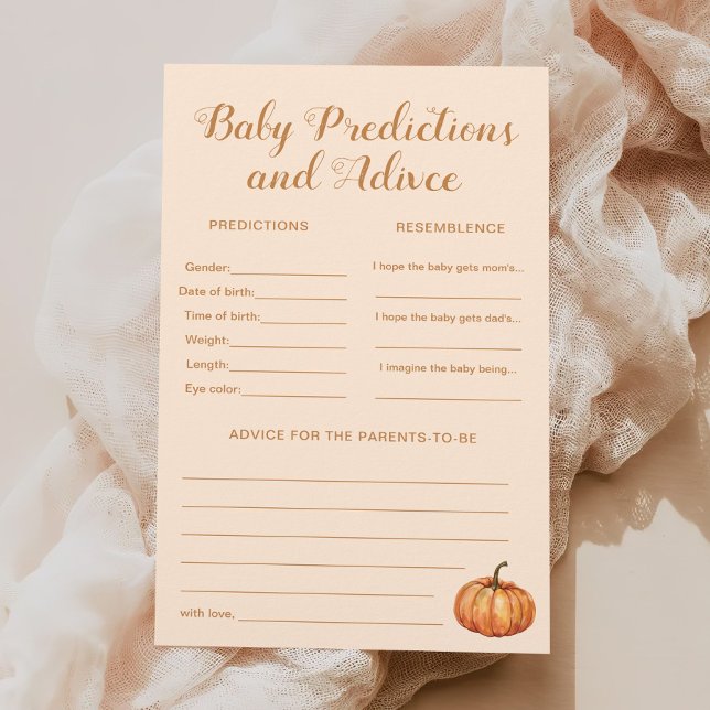 Pumpkin Fall Baby Shower Predictions Advice Game (Creator Uploaded)