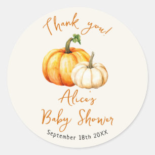 Pumpkin Fall Baby Shower Thank You Favour Sticker