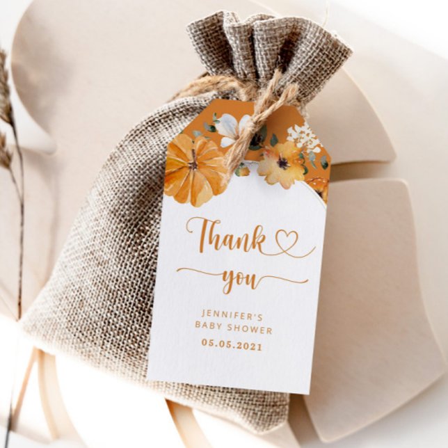 Pumpkin fall baby shower thank you tag (Creator Uploaded)
