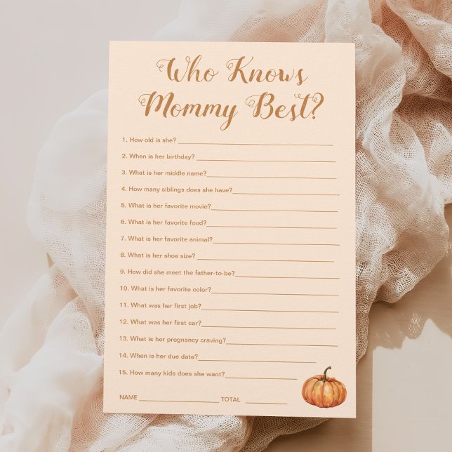Pumpkin Fall Baby Shower Who Knows Mummy Best Game (Creator Uploaded)