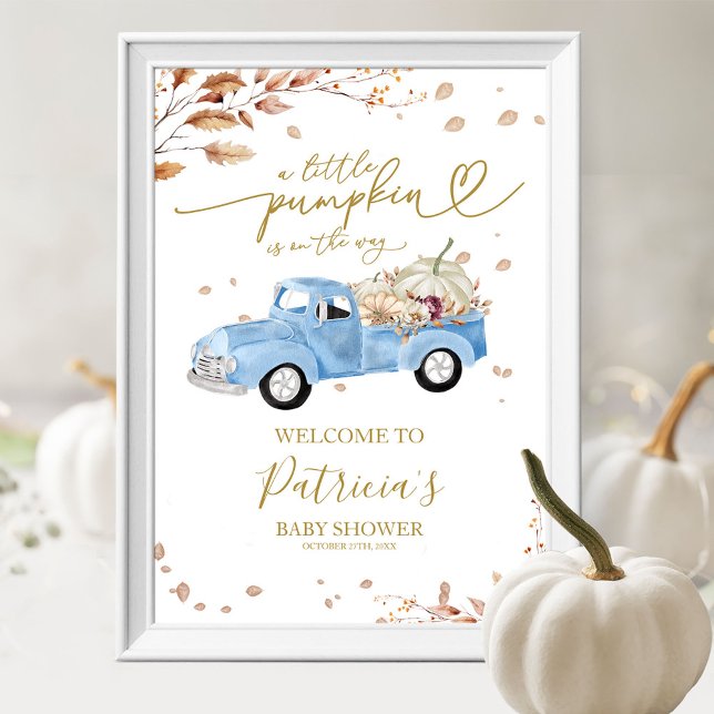 Pumpkin Fall Boy Baby Shower Welcome Sign (Creator Uploaded)